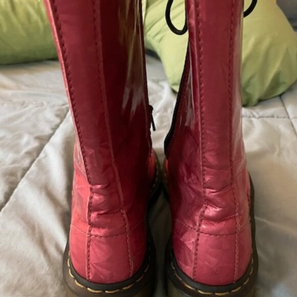 RARE Doc Martens Pink Combat Boots Double Zipper Lace Size 37 6 GUC - Picture 7 of 8